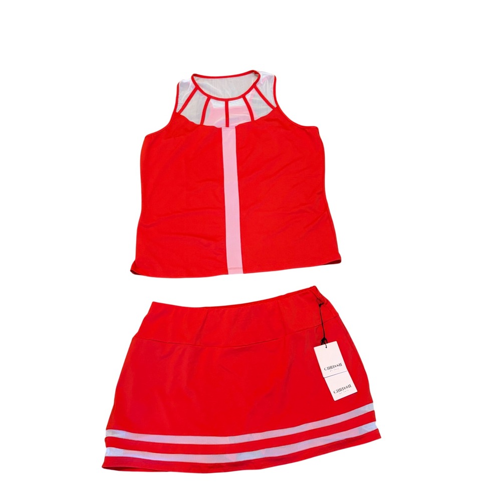 Chrissie by Tail Women XL Red Pink Tennis Tank Top Skort Set CE3588-5669